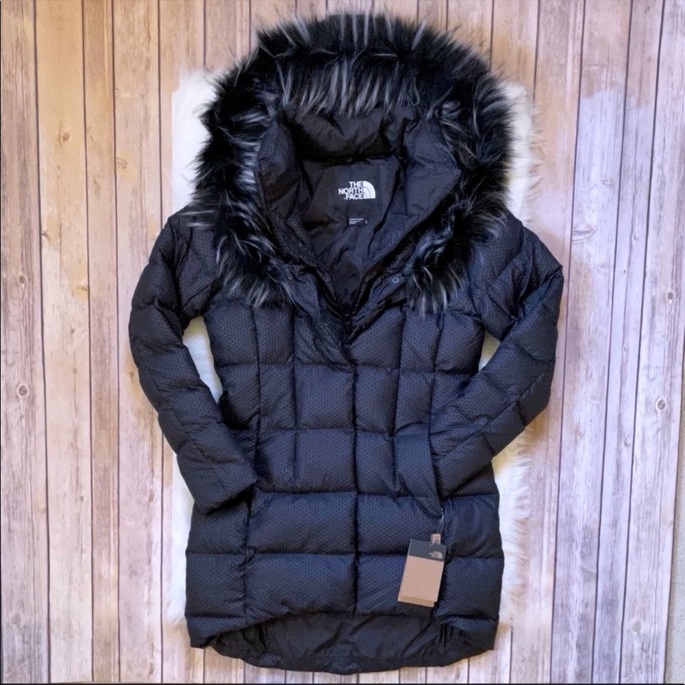 The North Face Fur Hooded Down Parkina In Black - Picture 2 of 10